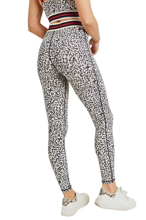Schneeleoparden-Gestreifte Bündchen-Hochwaist-Leggings APH2820