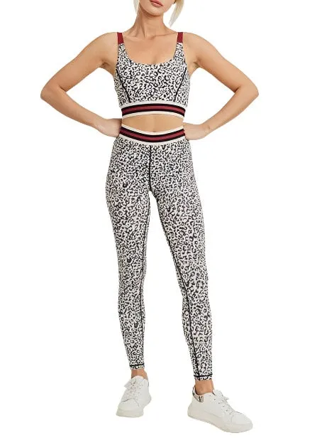Schneeleoparden-Gestreifte Bündchen-Hochwaist-Leggings APH2820