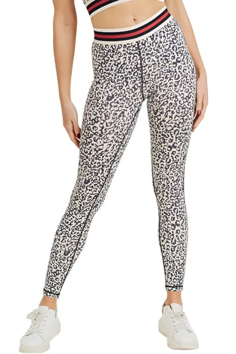 Schneeleoparden-Gestreifte Bündchen-Hochwaist-Leggings APH2820