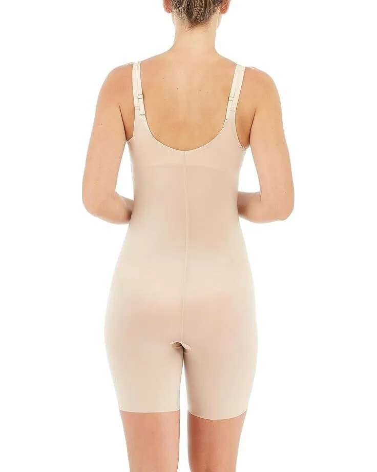Spanx Thinstincts 2.0 Damen 3X Beige Dehnbares Open-Bust Bodysuit bis zur Mitte des Oberschenkels JDM470