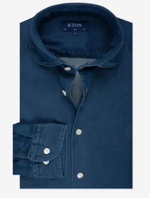 Stretch Denim Slim Fit Shirt Navy