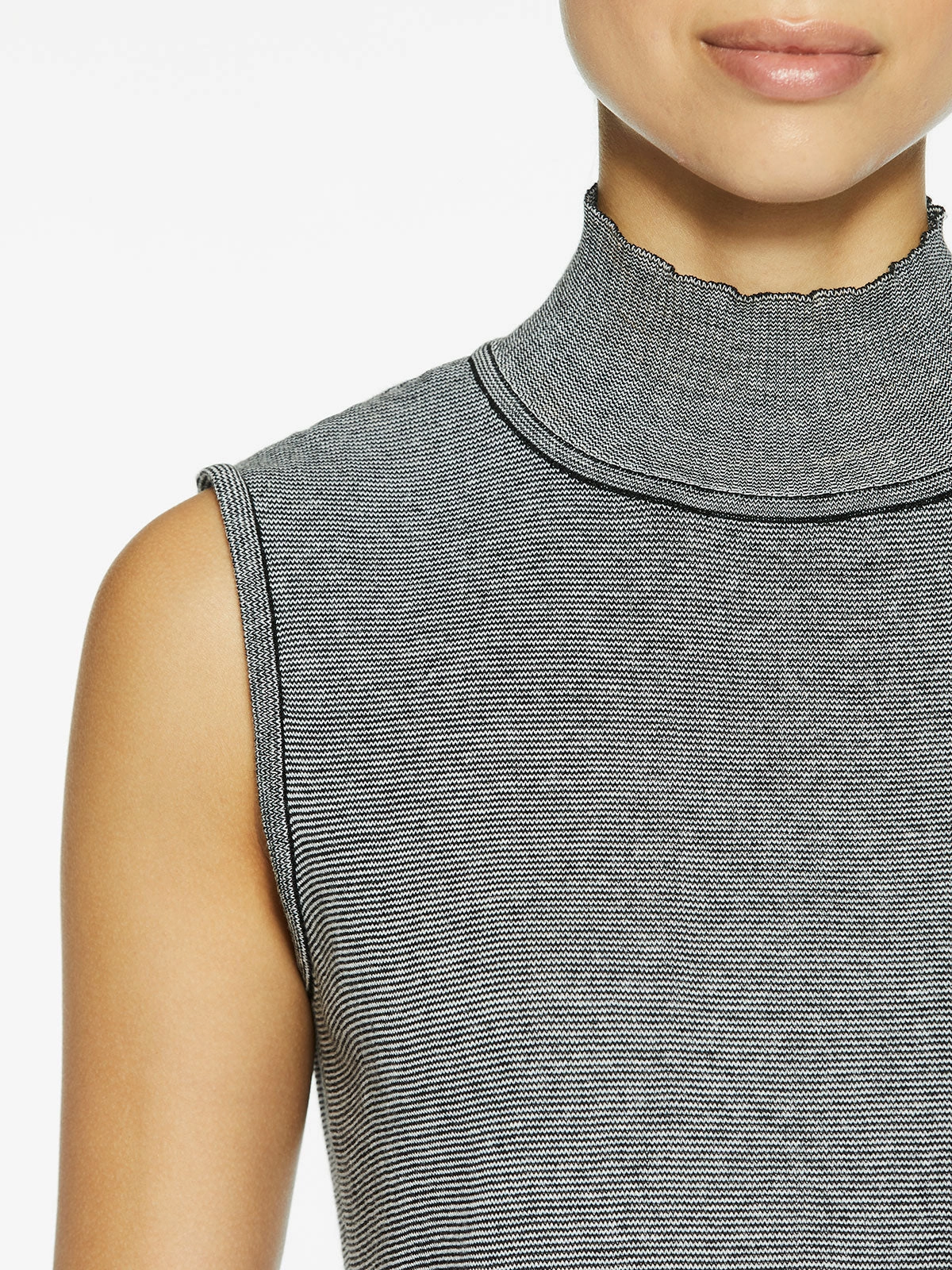 Striped Turtleneck Knit Top