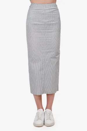 Studio Nicholas White/Black Stripe Ruffle Slit Skirt Est. Size S
