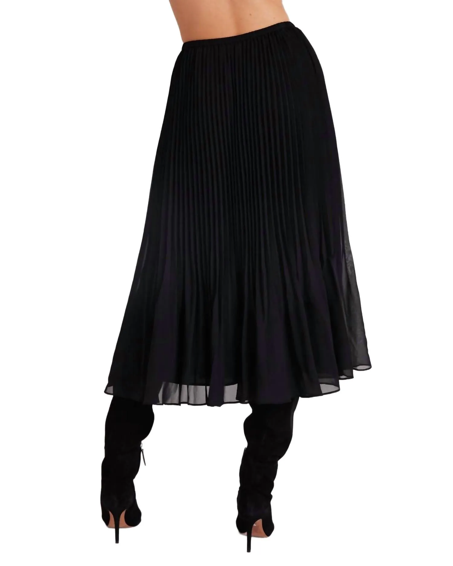 Sunburst Plissierter Midirock in Schwarz