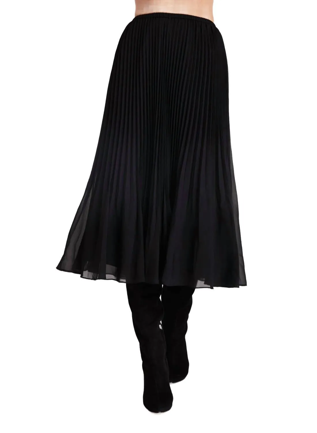 Sunburst Plissierter Midirock in Schwarz