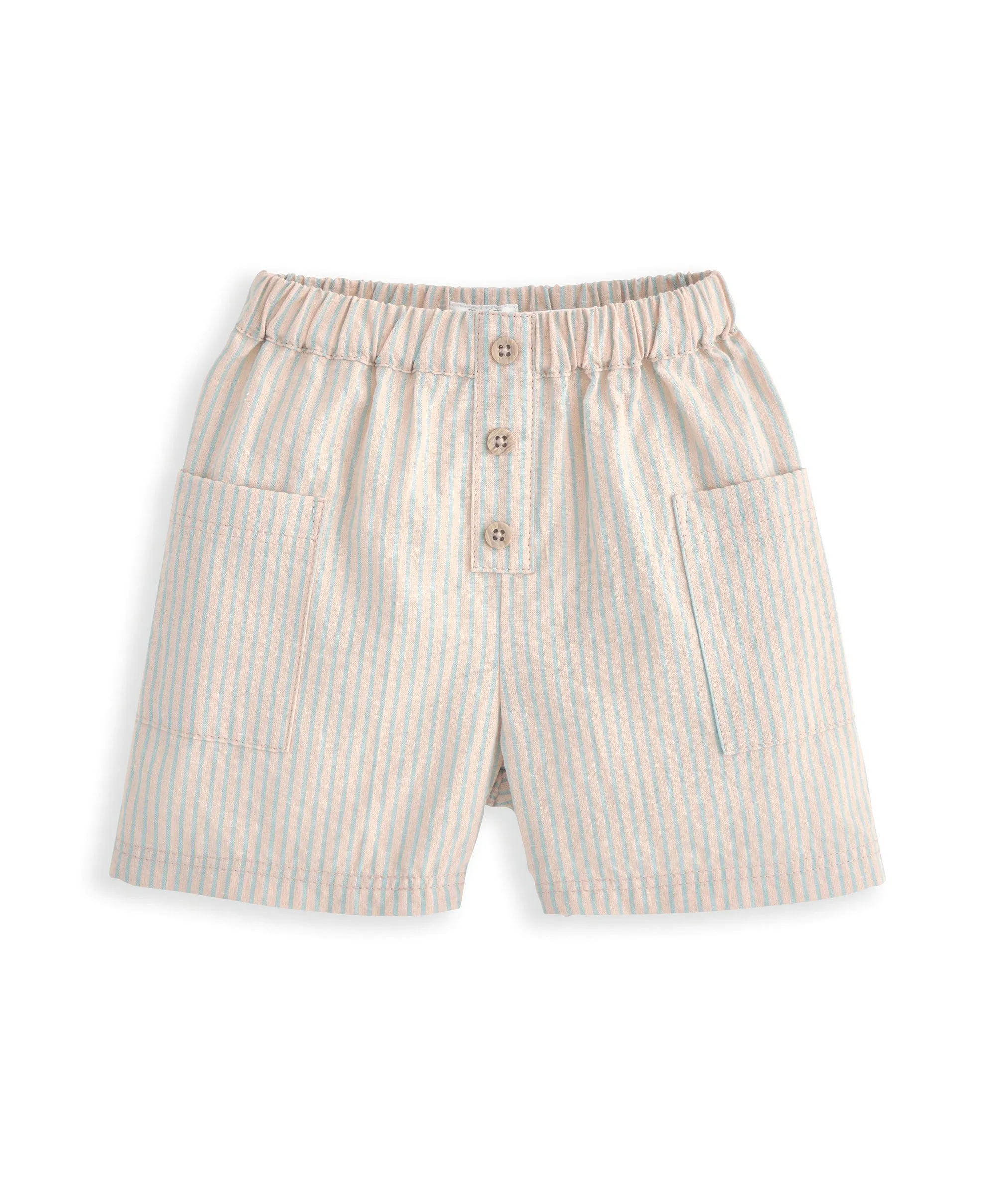 Sonnenbesticktes Oberteil & Gestreifte Shorts Set (2-teilig) - Babyblau