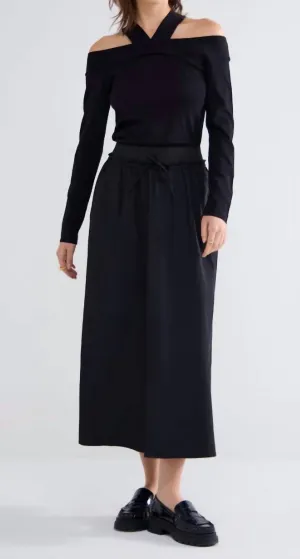 Taffeta Skirt With Side Pockets In Black