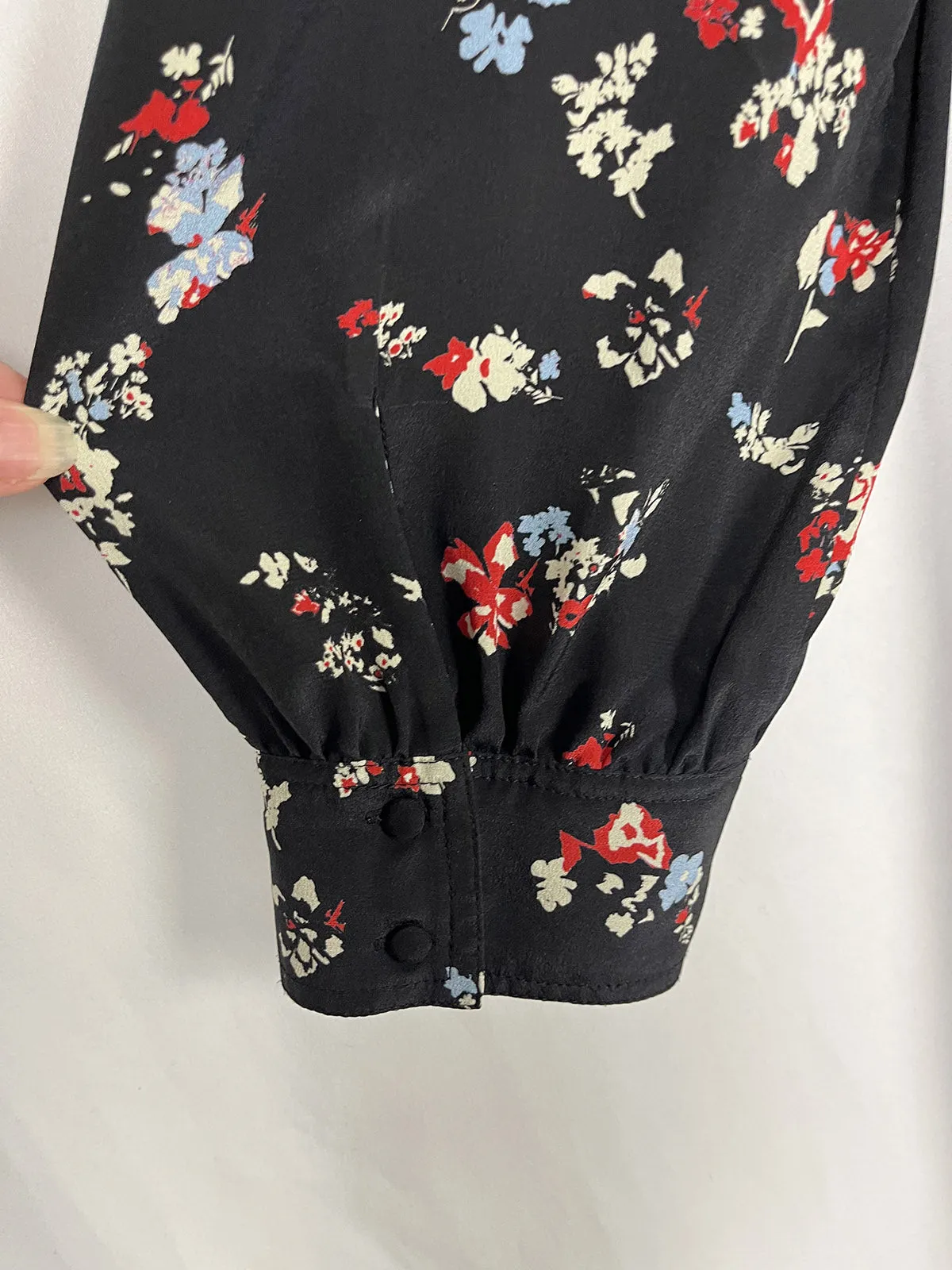 Tanya Taylor Größe 22 Schwarz & Rot Blümchen-Minikleid