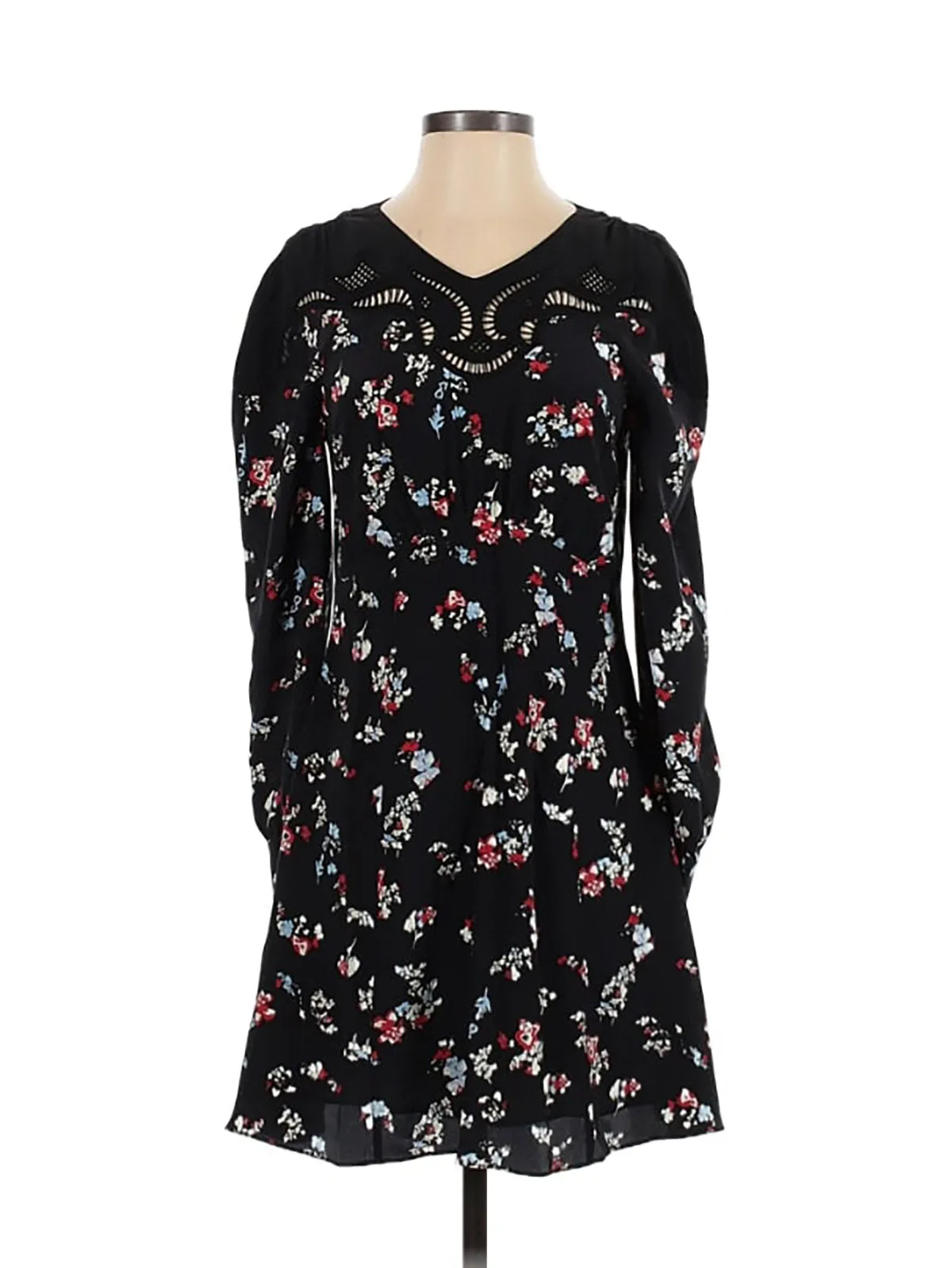 Tanya Taylor Größe 22 Schwarz & Rot Blümchen-Minikleid