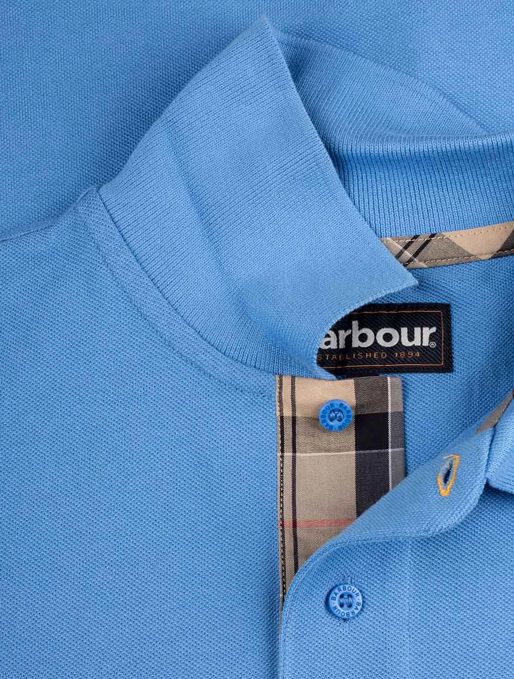 Tartan Pique Polohemd in Leuchtendem Blau