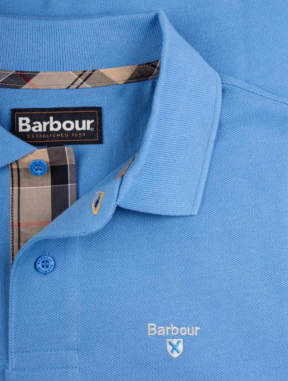 Tartan Pique Polohemd in Leuchtendem Blau