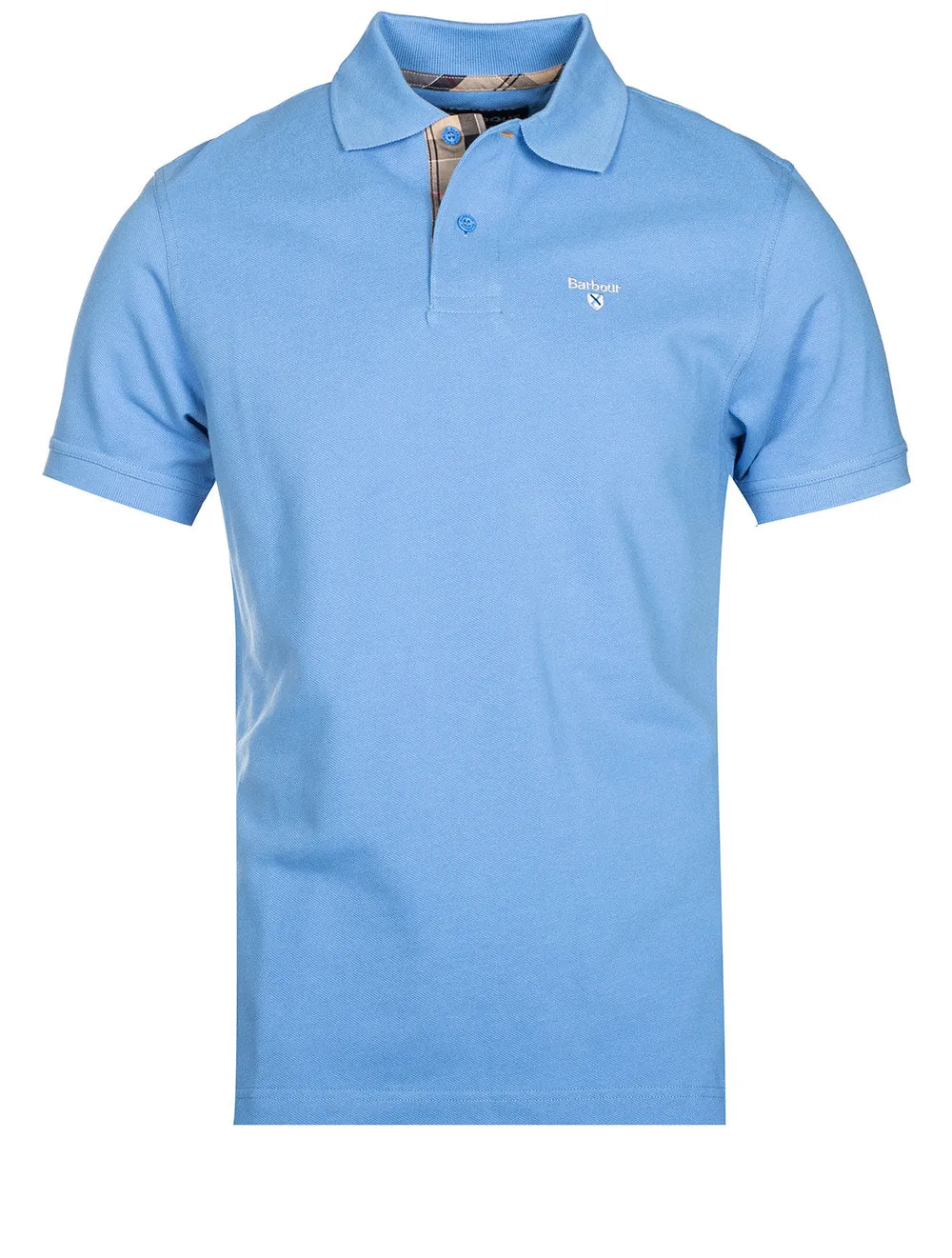 Tartan Pique Polohemd in Leuchtendem Blau