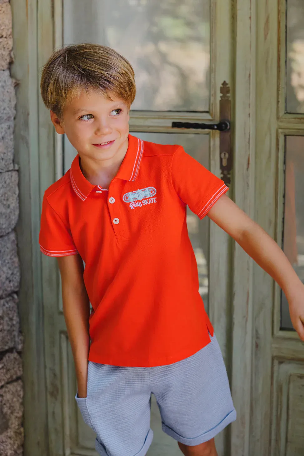 Tartine Et Chocolat Jungen Mädchen BABY CITY AVENTURE POLO4 - Würziges Orange