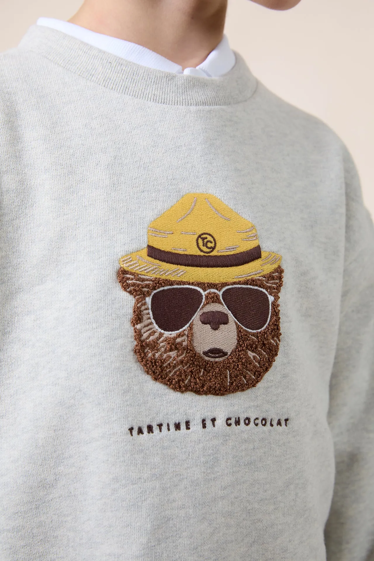 Tartine Et Chocolat Jungen Mädchen BABY EXPLORATEUR EN HERBE SWEAT 1 - Meliertes Grau