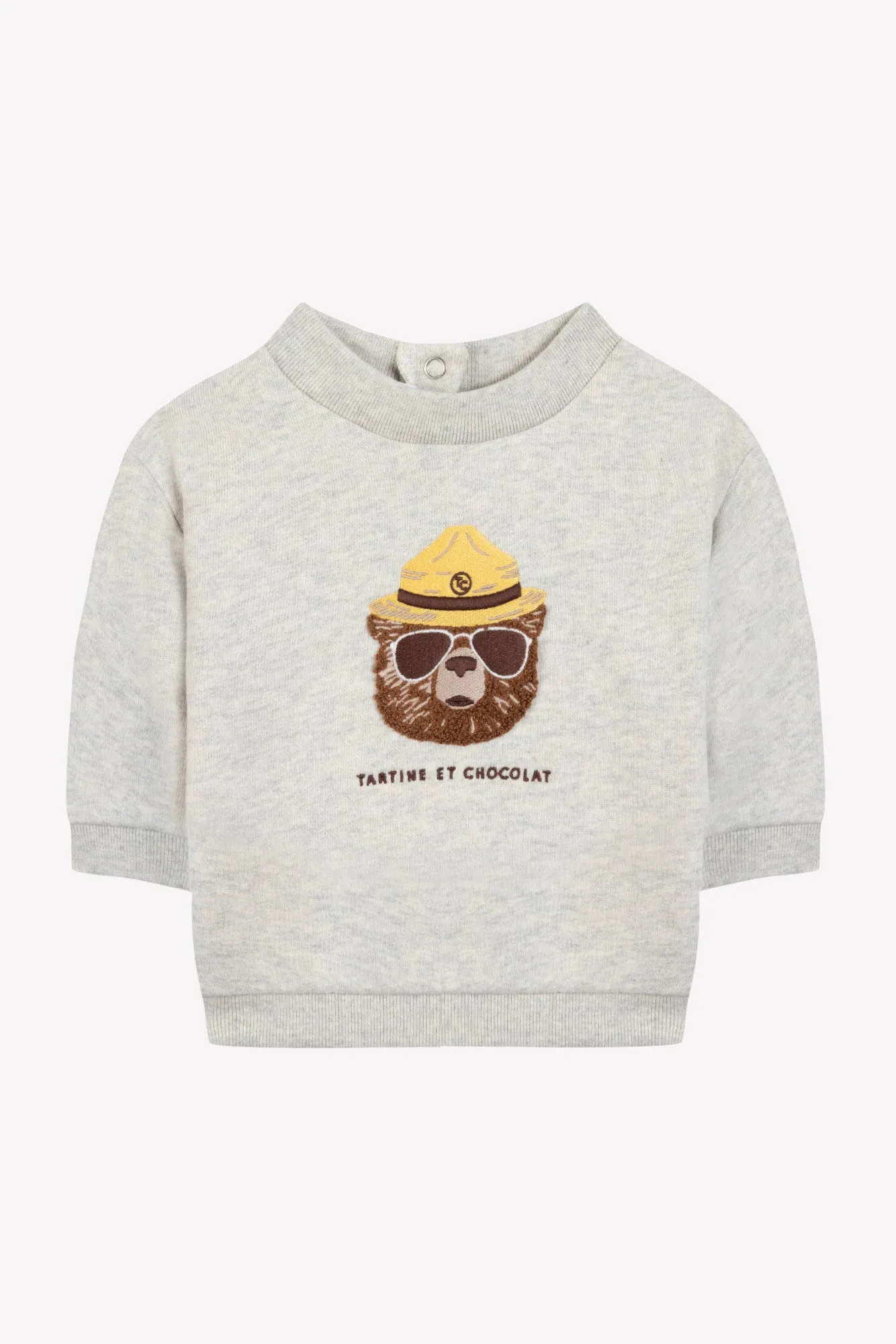 Tartine Et Chocolat Jungen Mädchen BABY EXPLORATEUR EN HERBE SWEAT 1 - Meliertes Grau