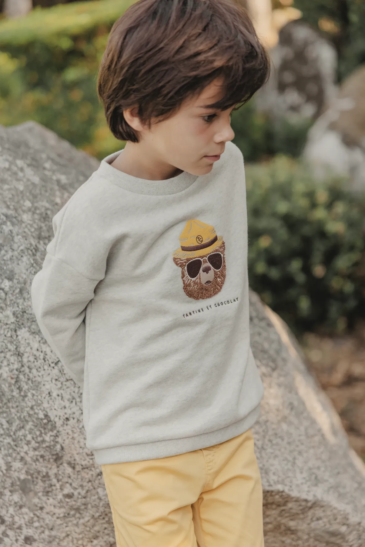 Tartine Et Chocolat Jungen Mädchen BABY EXPLORATEUR EN HERBE SWEAT 1 - Meliertes Grau