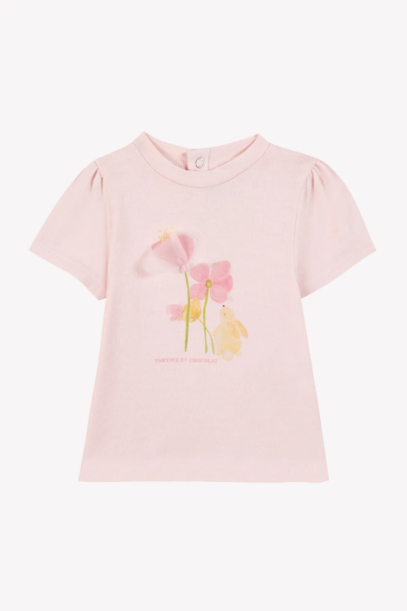 Tartine Et Chocolat Jungen Mädchen BABY JARDIN D'ETE T-SHIRT 4 - Blassrosa