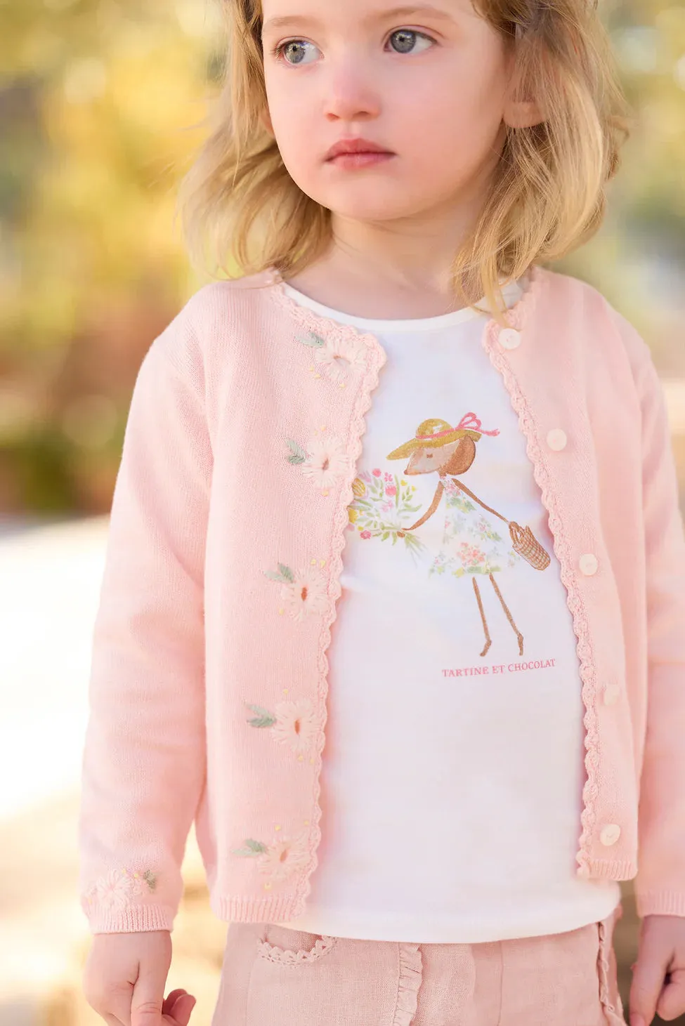 Tartine Et Chocolat Jungen Mädchen BABY JARDIN D'ETE T-SHIRT 5 - Perlmutt