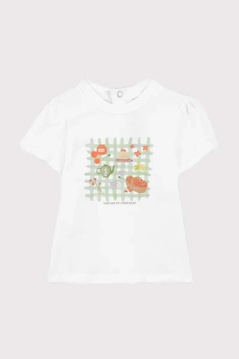 Tartine Et Chocolat Jungen Mädchen BABY PROMENADE BUCOLIQUE T-SHIRT4 - Weiß