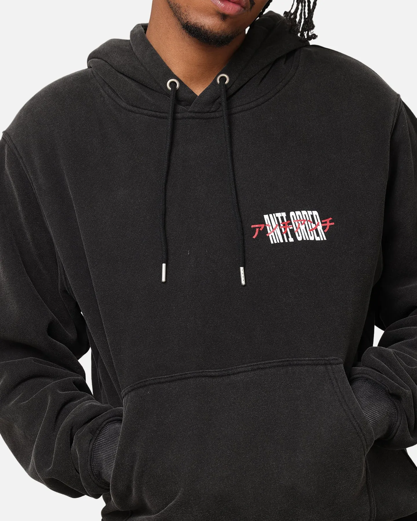 Die Anti Order Junya Boxy Hoodie Vintage Schwarz