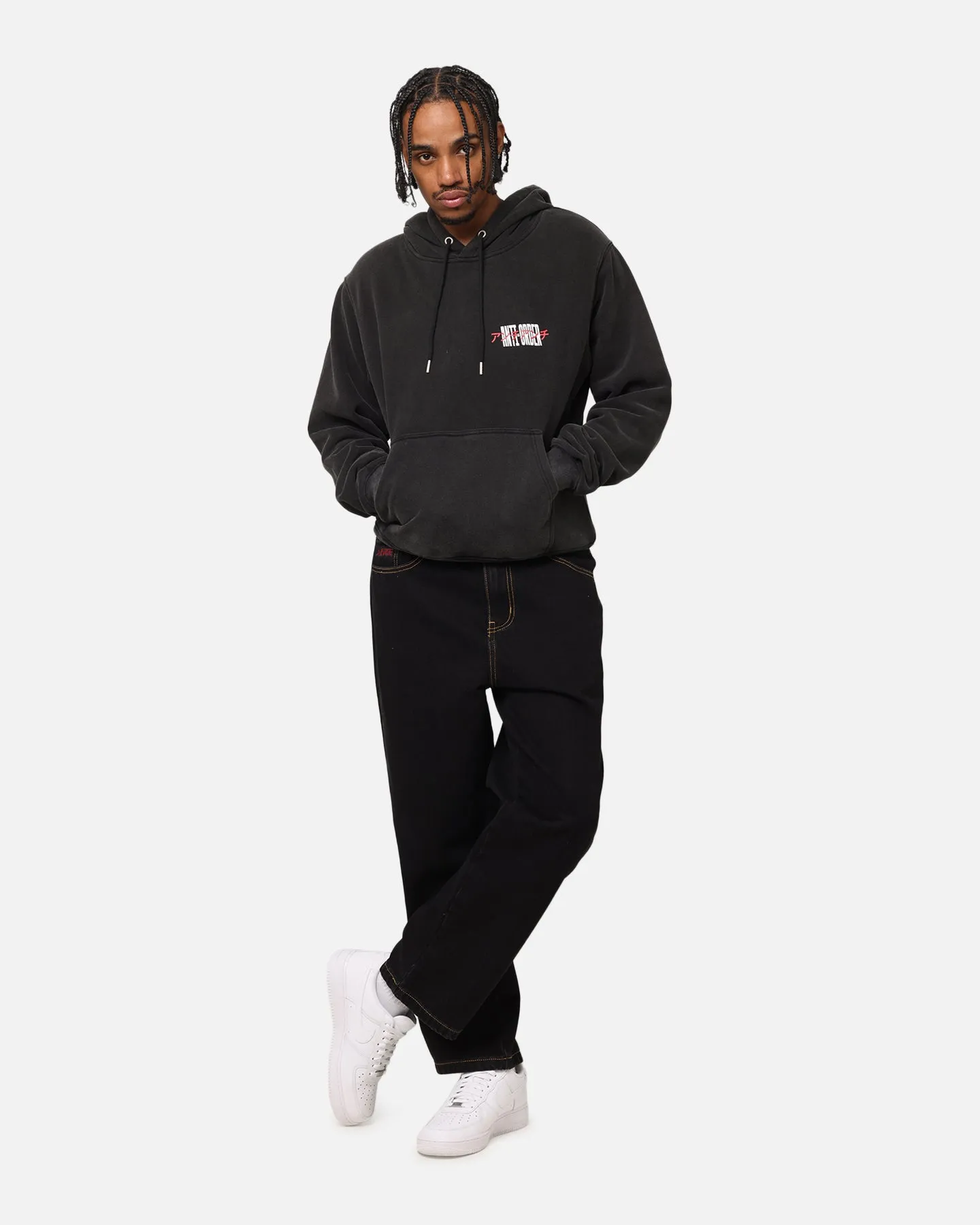 Die Anti Order Junya Boxy Hoodie Vintage Schwarz