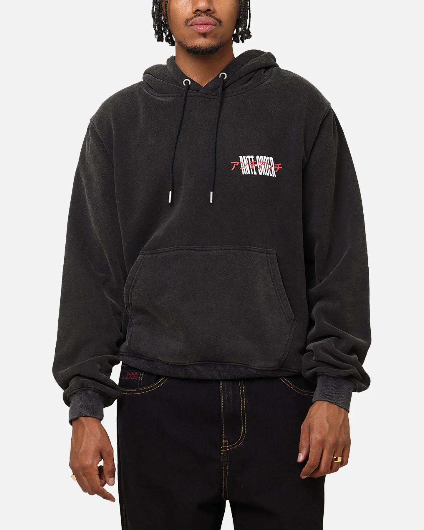 Die Anti Order Junya Boxy Hoodie Vintage Schwarz