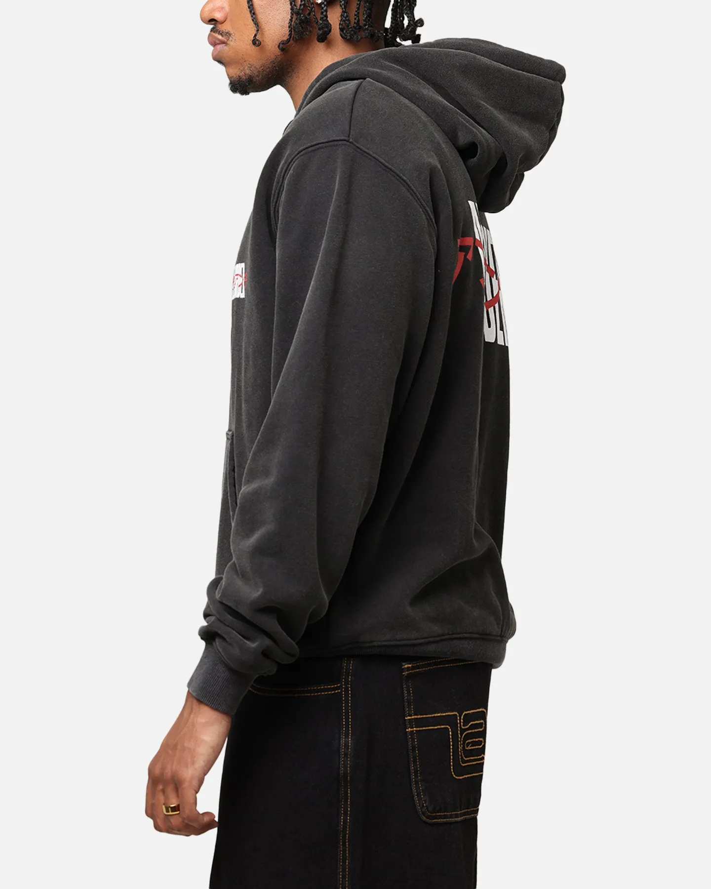 Die Anti Order Junya Boxy Hoodie Vintage Schwarz