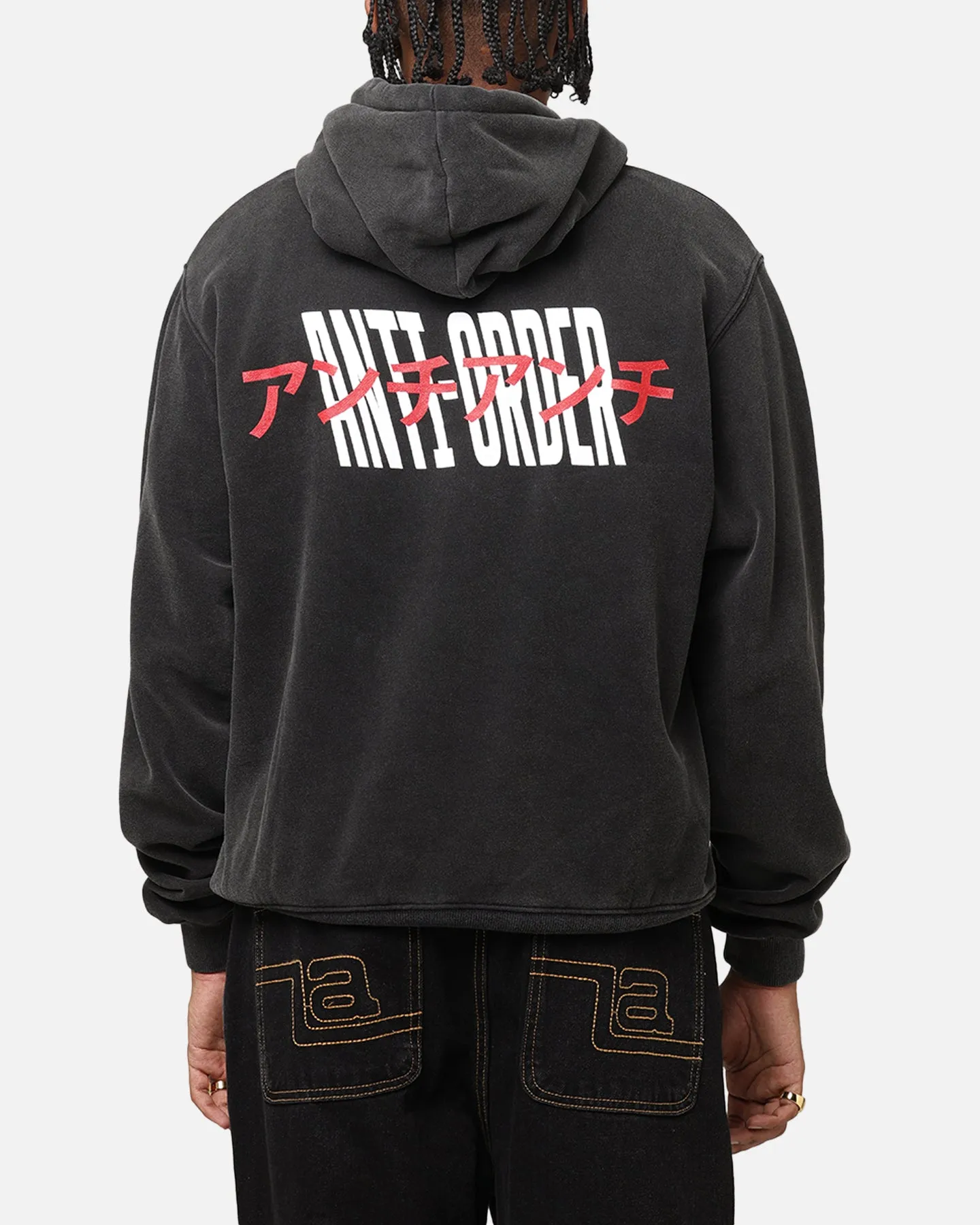 Die Anti Order Junya Boxy Hoodie Vintage Schwarz