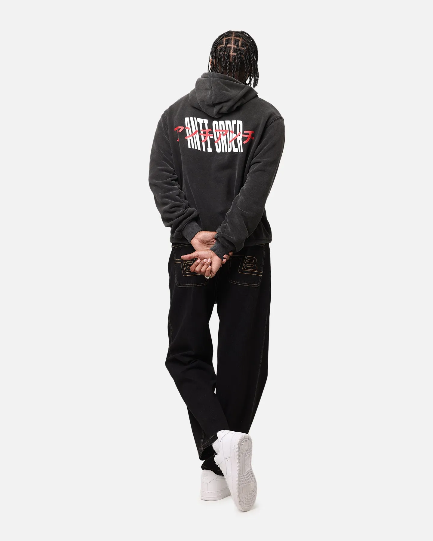 Die Anti Order Junya Boxy Hoodie Vintage Schwarz