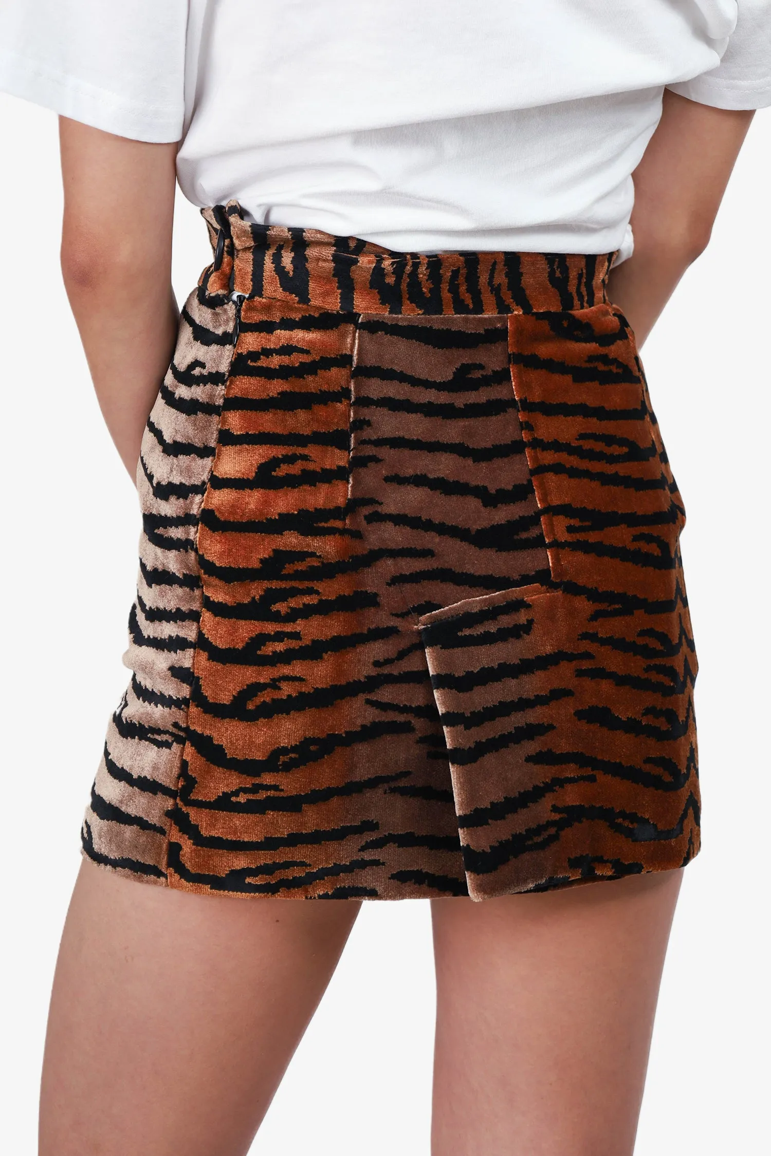 Der Attico Velour Tigerstreifen Minirock Größe 38