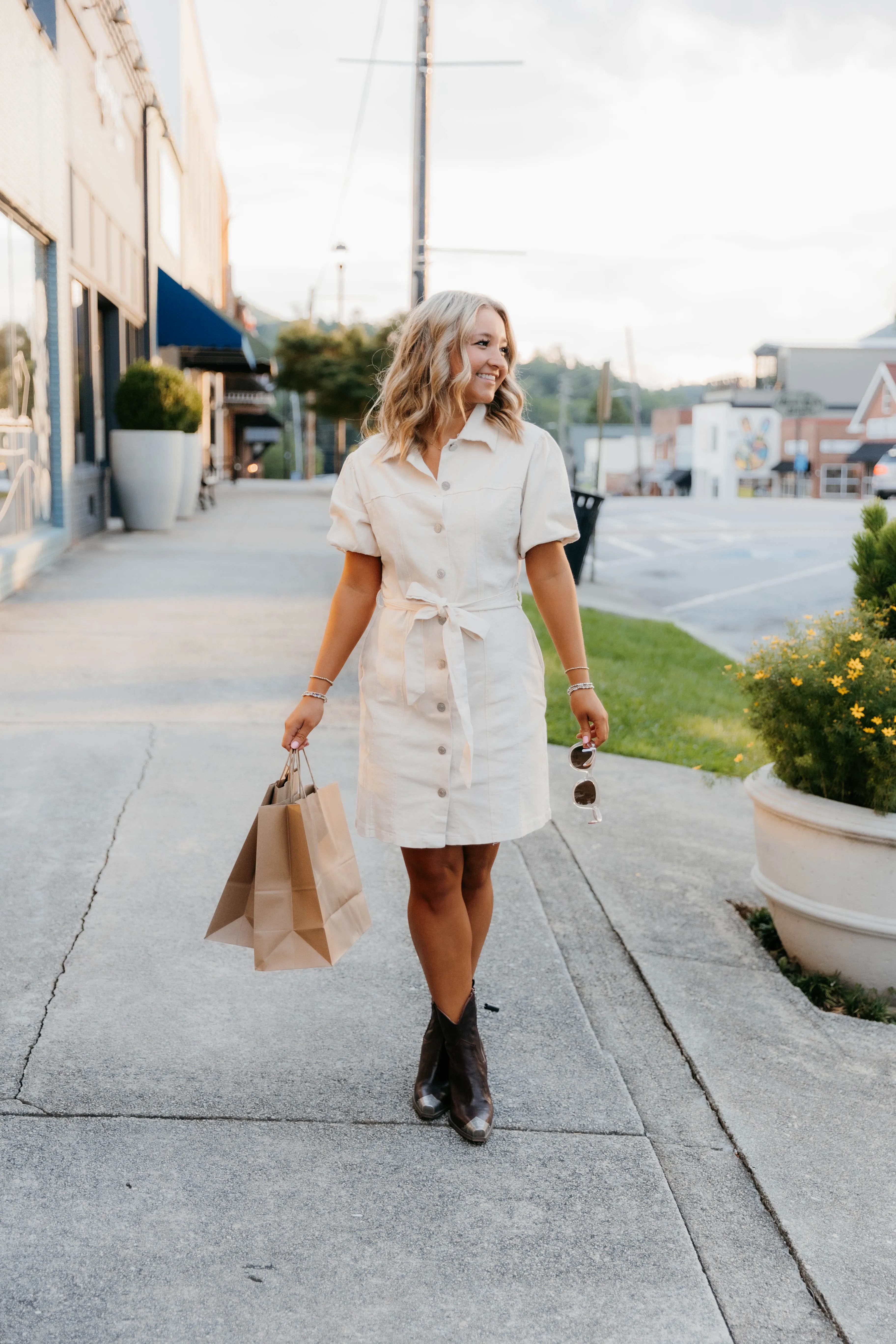 Tiana Button Down Washed Denim Kleid