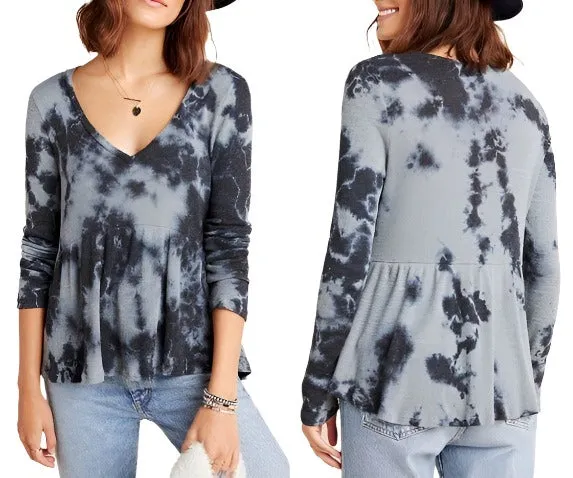TLA Batik-Peplum-Langarmshirt