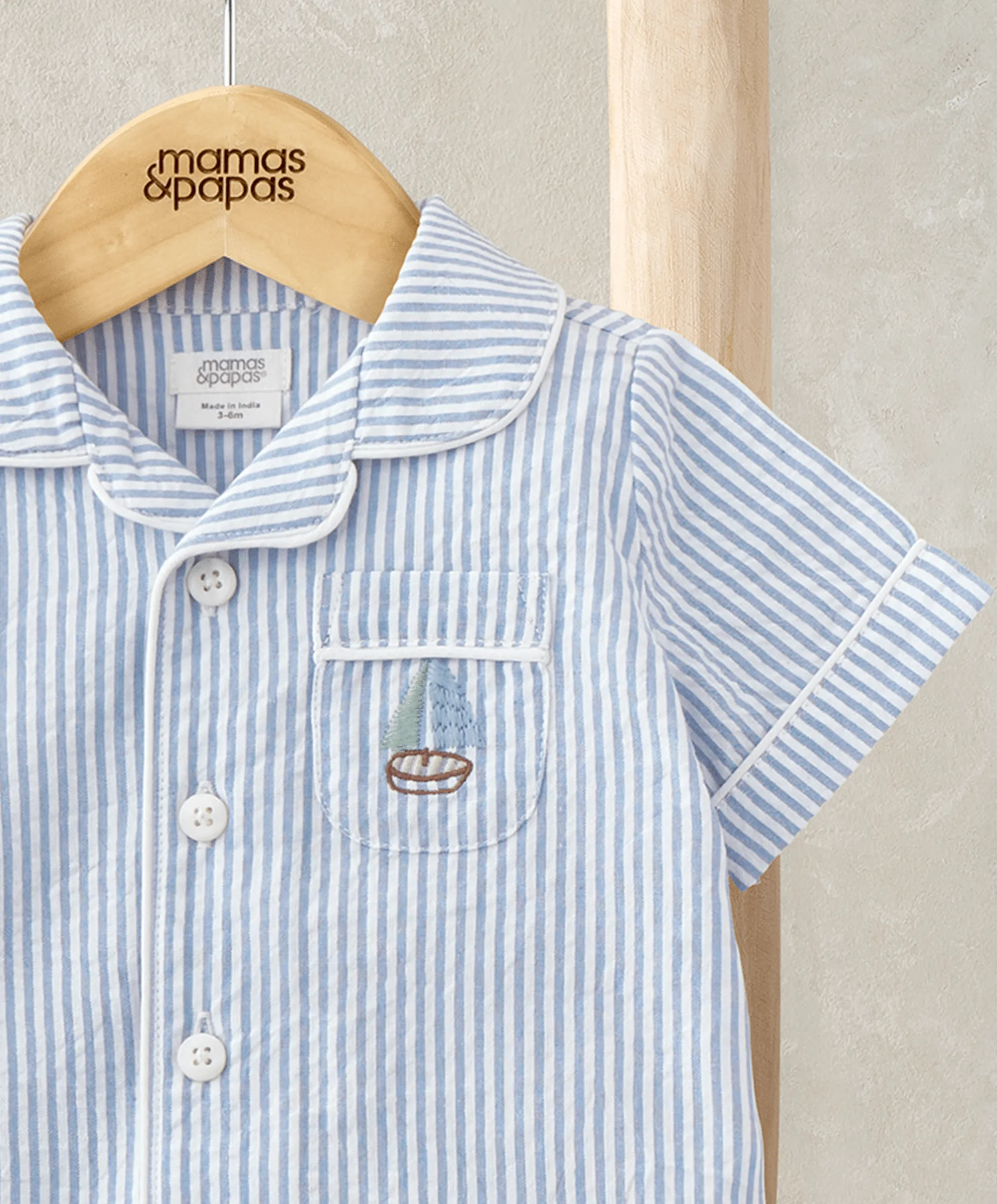 Oberteil & Shorts Set (2-teilig) - Blau gestreift Babykids Mamas & Papas