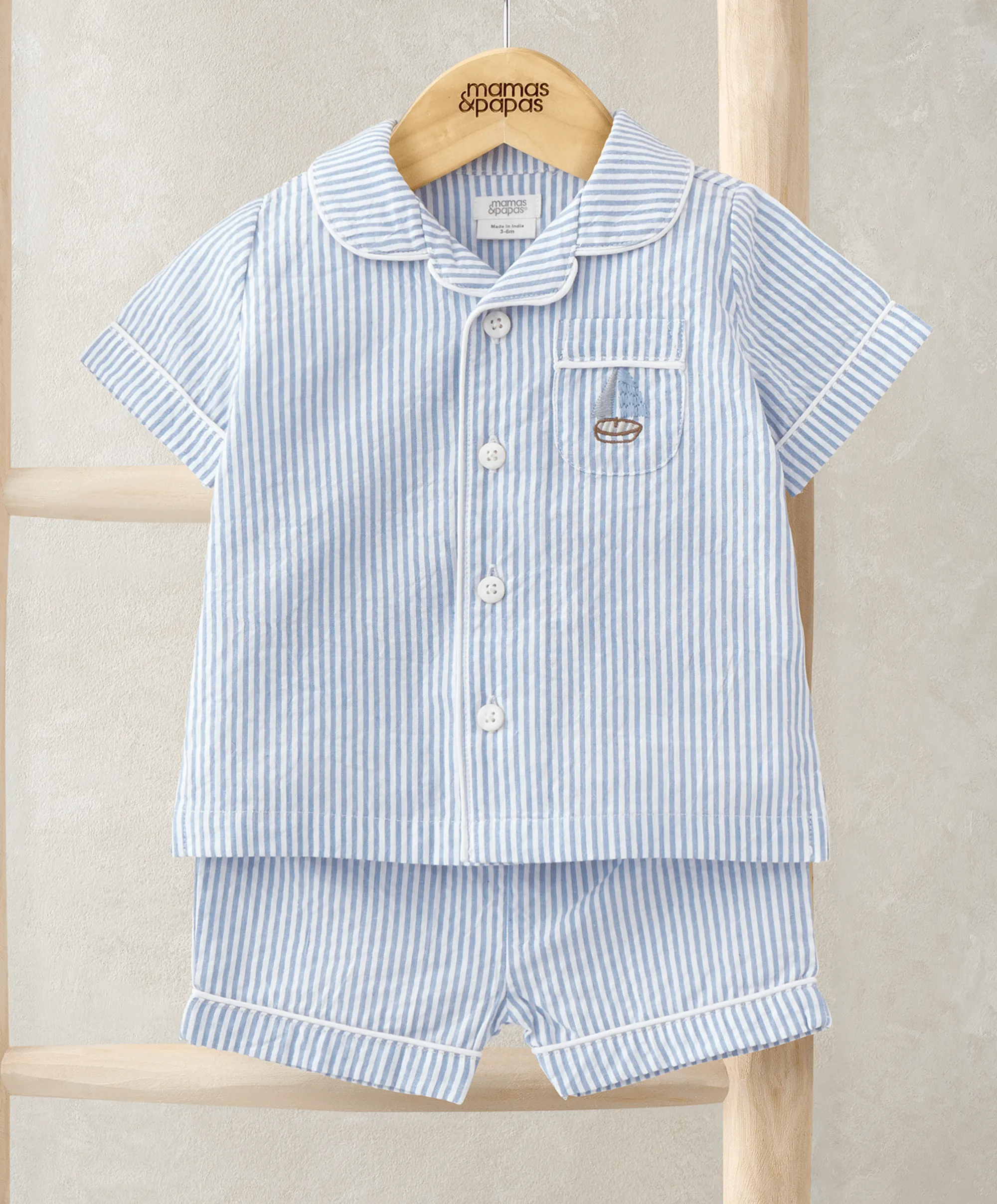 Oberteil & Shorts Set (2-teilig) - Blau gestreift Babykids Mamas & Papas