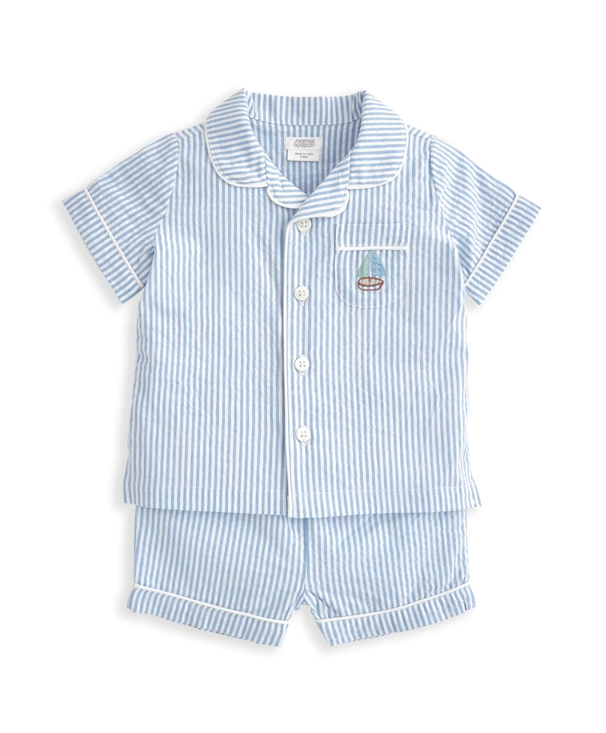 Oberteil & Shorts Set (2-teilig) - Blaue Streifen