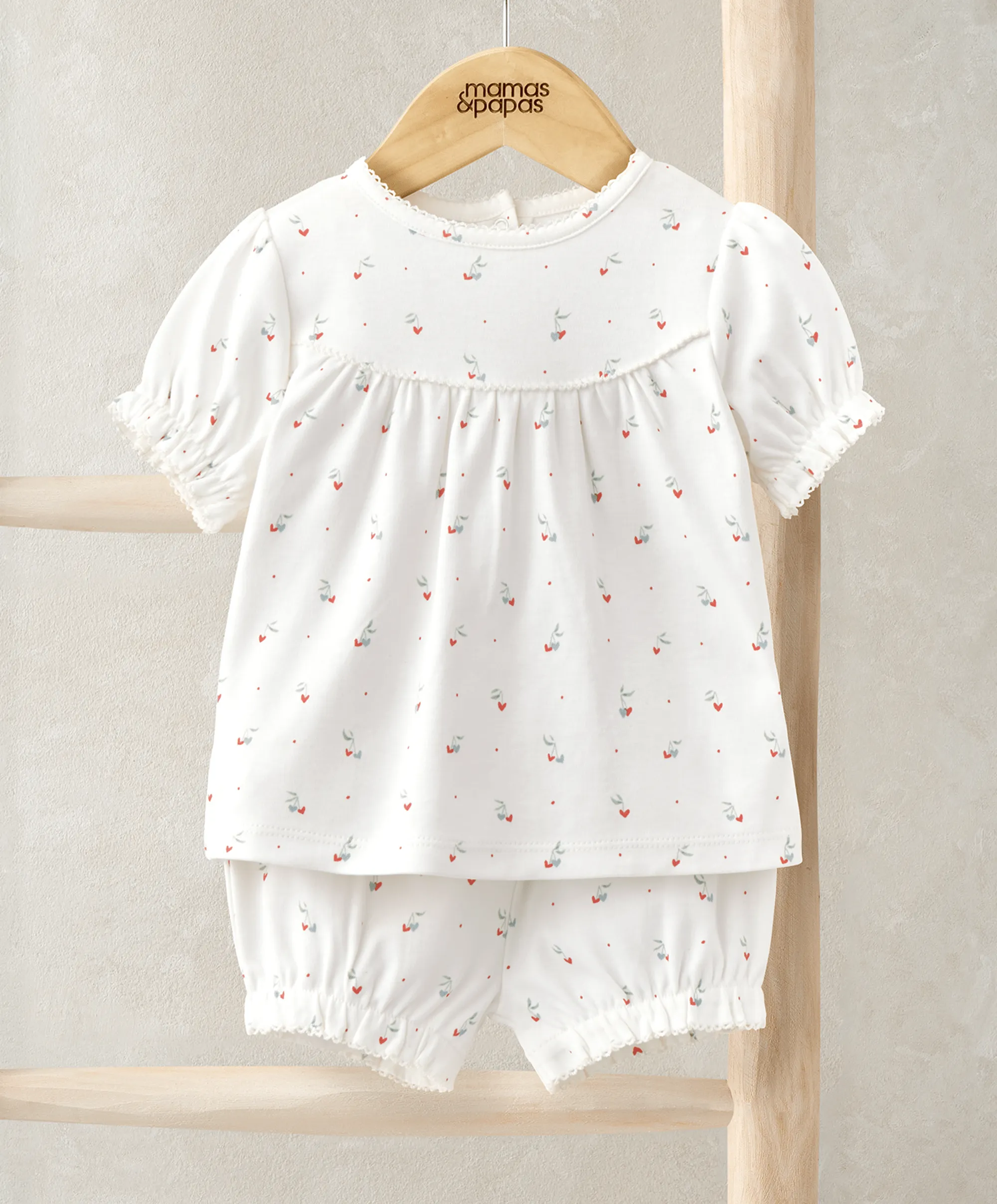 Oberteil & Shorts Set (2-teilig) - Kirschherzen Print Babykids Mamas & Papas