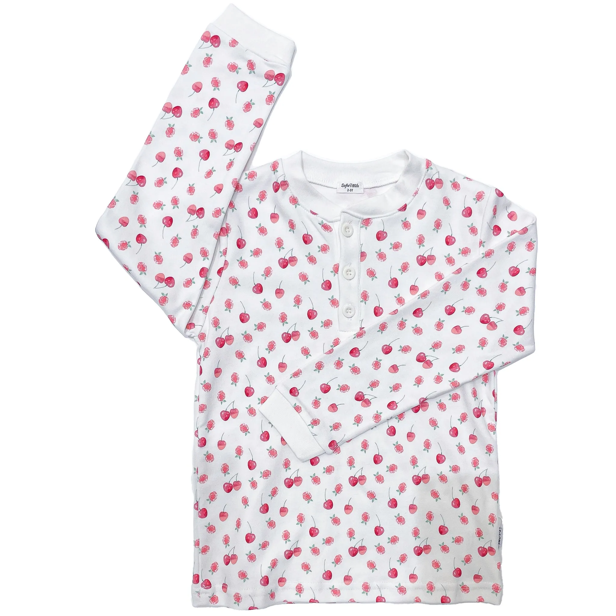 Zweiteiliger Pyjama-Satz Kirschen mit Himbeeren für Kinder