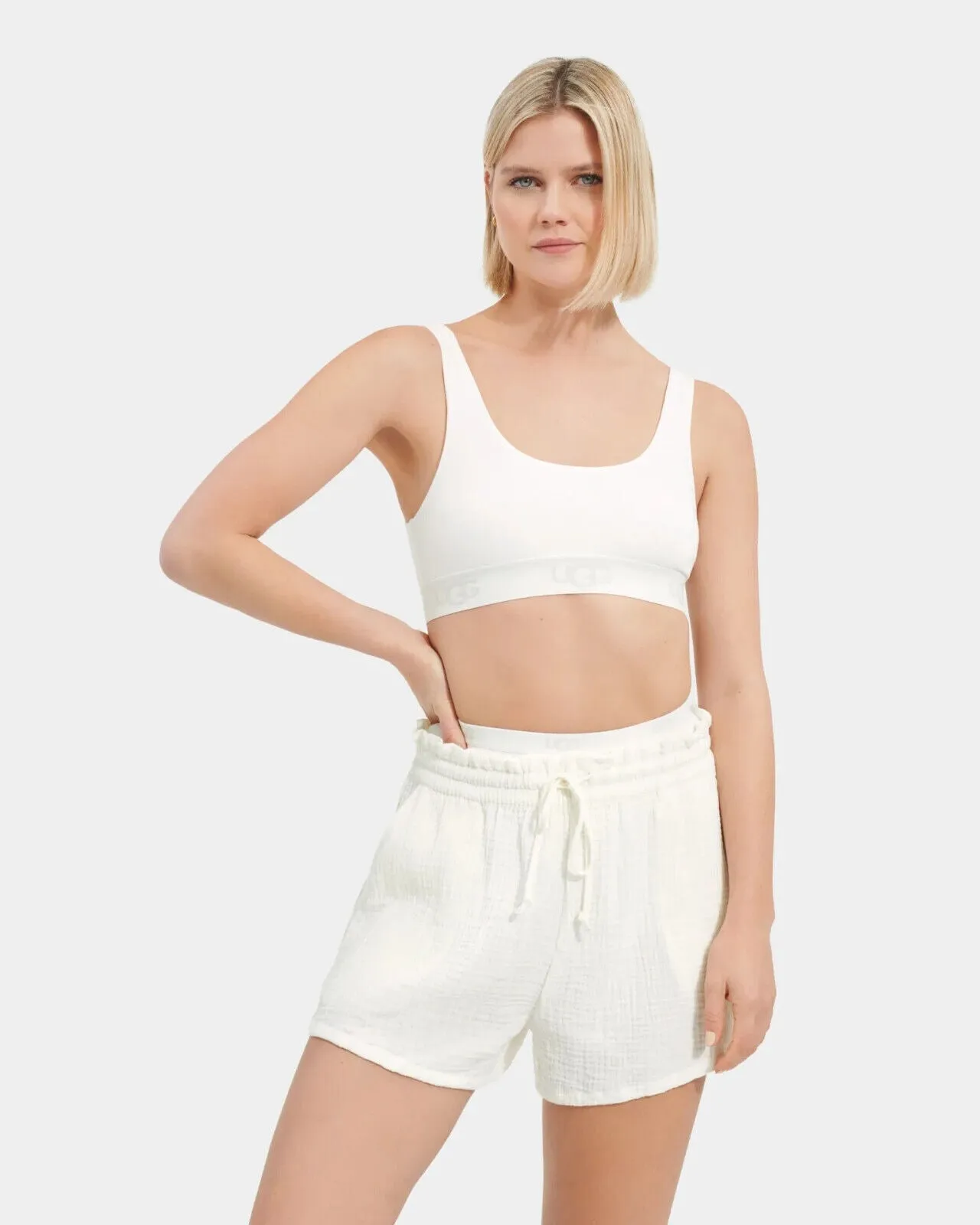UGG Gwendolynn Sport-BH Damen Größte S Weiß Rundhals-Ausschnitt Leistungsaktiv ERK254