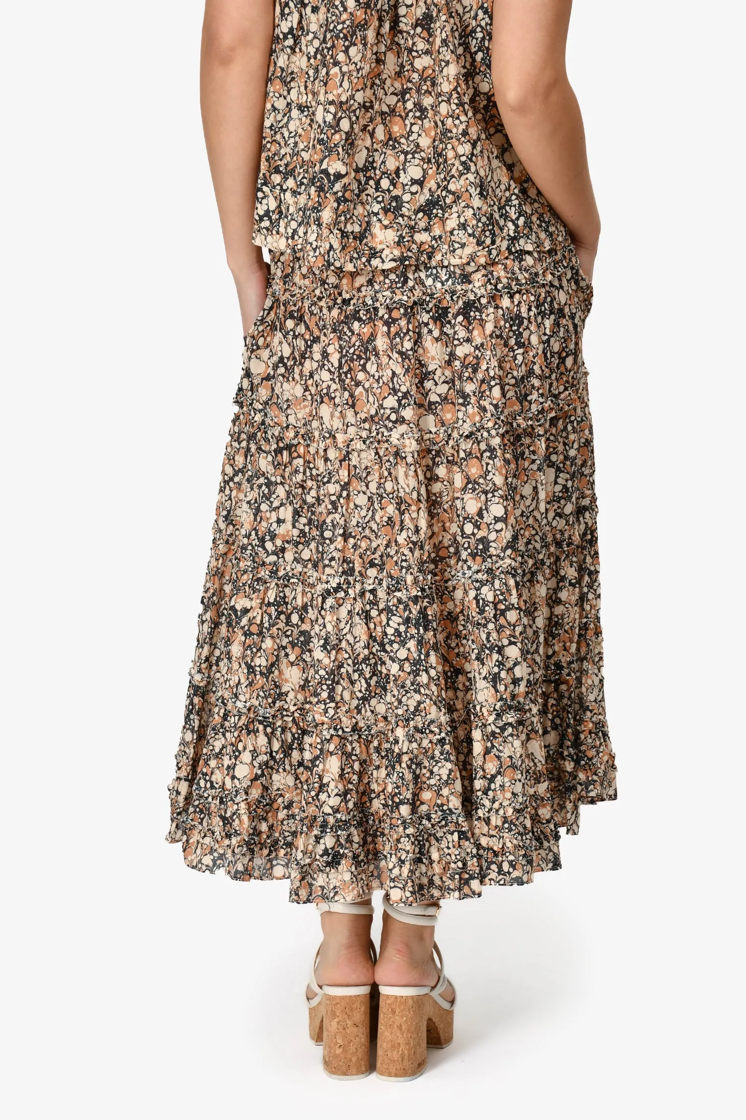 Ulla Johnson Braune Blumenbedruckte Maxi-Rock Größe 2