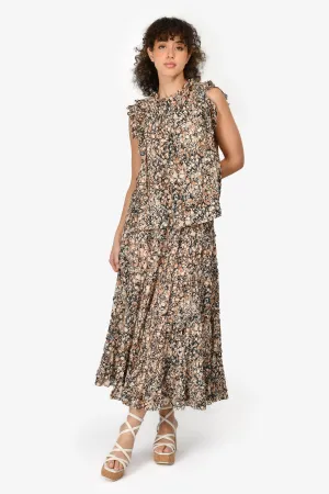 Ulla Johnson Brown Floral Printed Maxi Skirt Size 2