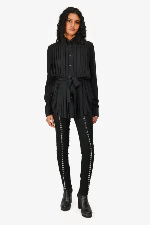 Versace Black Cross Shaped Hardware Detail Skinny Legged Pants Size 40