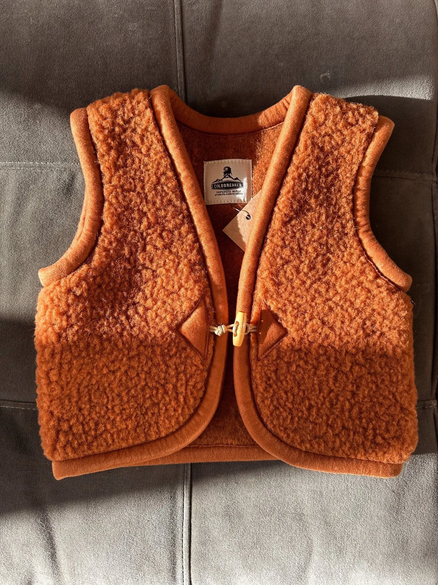 Weste: Junior 100% Wolle Alpen Windbreaker : Fuchs