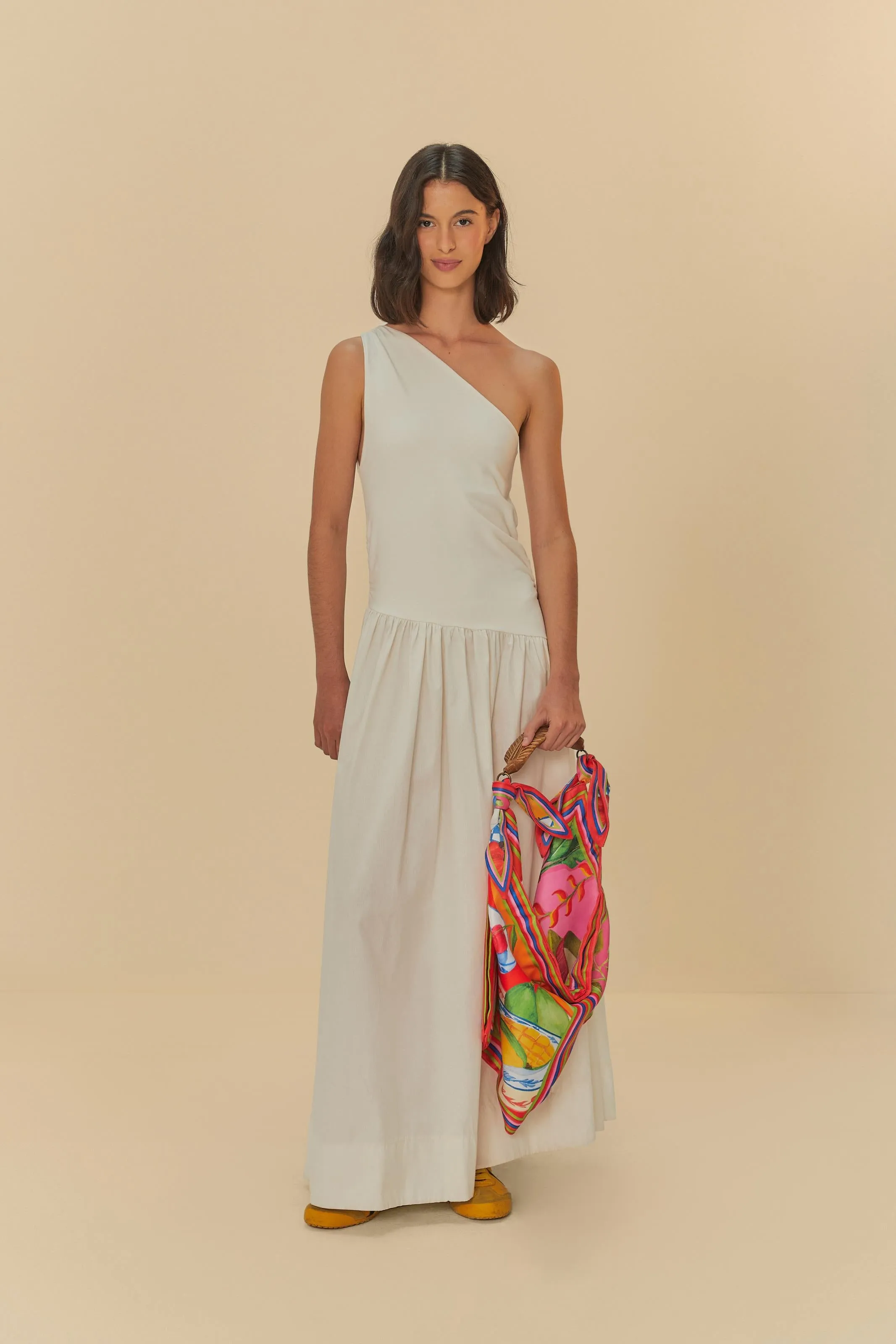 Schulterfreies Kleid mit Godet-Rock