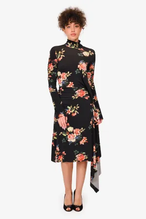 Vetements Winter 2018 Black Floral Open Back Dress Size S