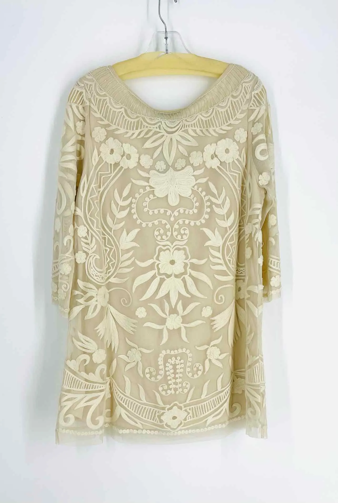 Vintage Kollektion Größe L Elfenbein Bestickte Perlen NEUE Kleider Tunika