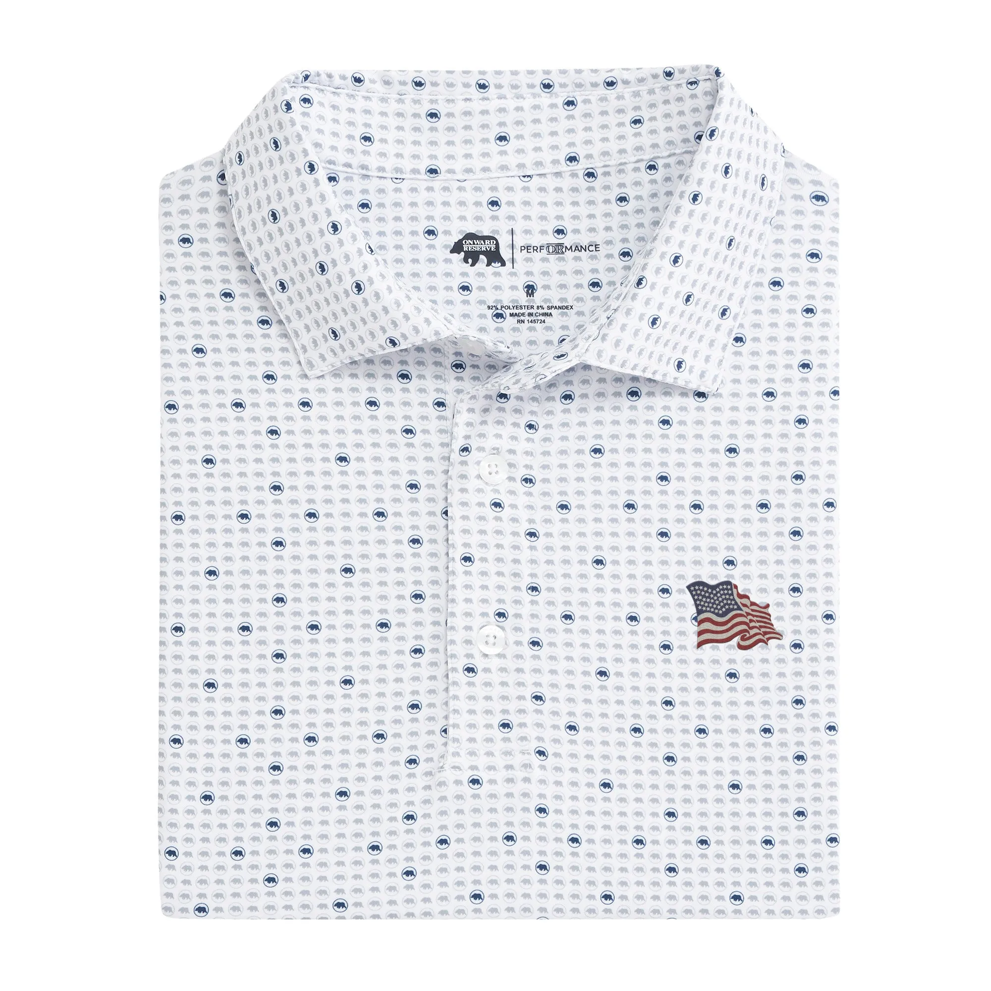 Vintage Flag Tour Gedrucktes Performance Polo - Dunkelblau