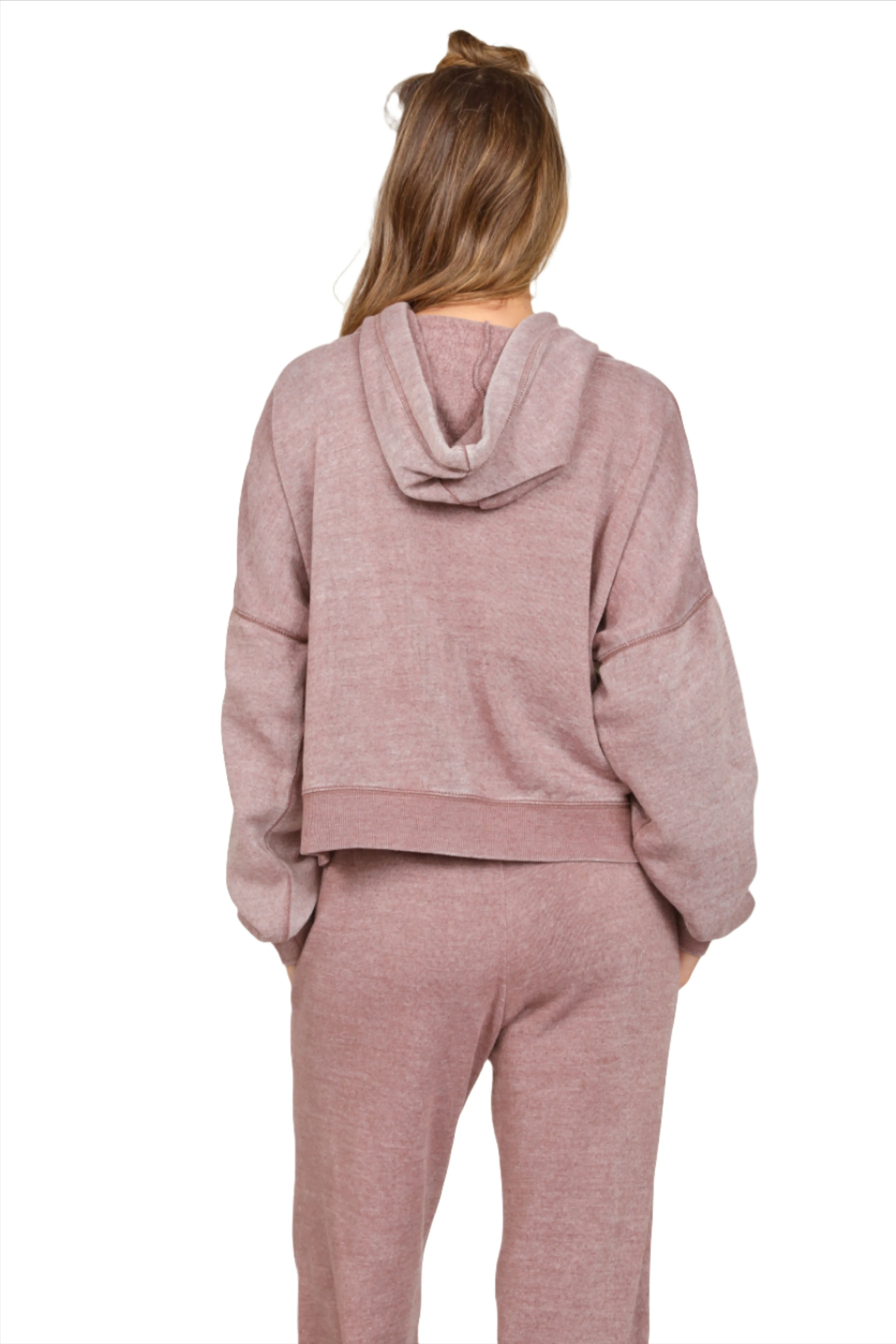 Vintage Havana Ausgeblichene Hoodie mit Seitenschlitz VH9901 Holunderbeere