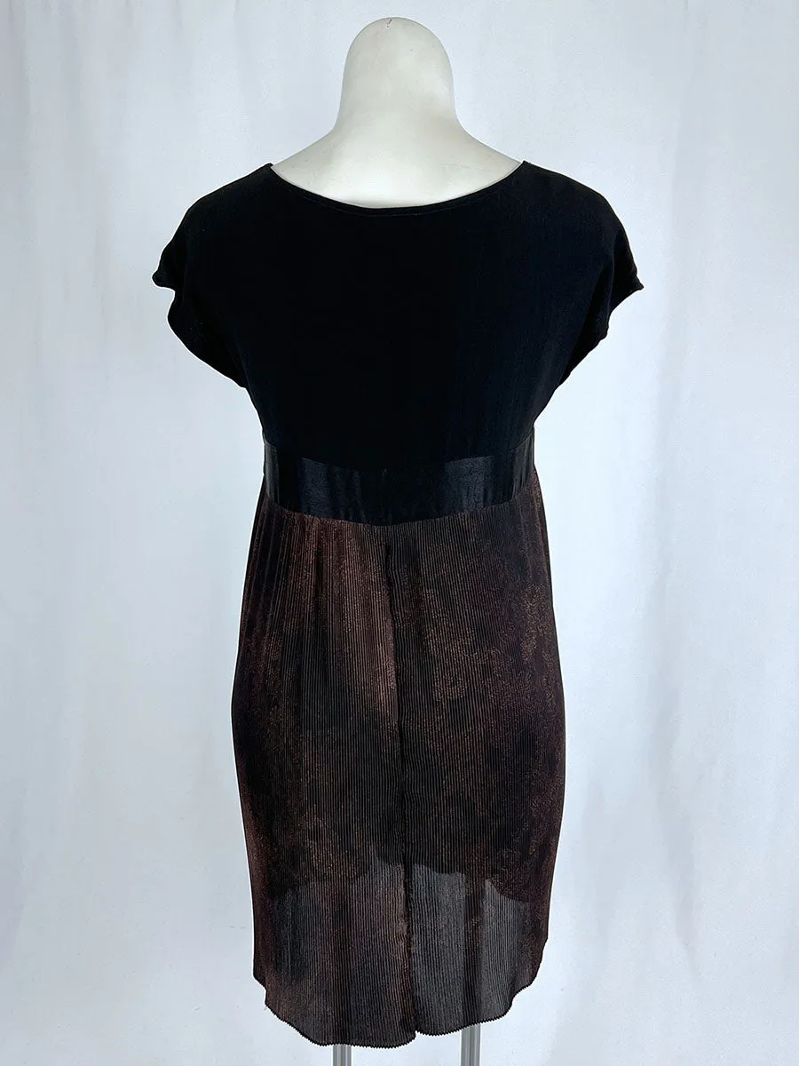Vintage Yasuko Kurisaka Größe 16 Schwarz & Braun Kleid