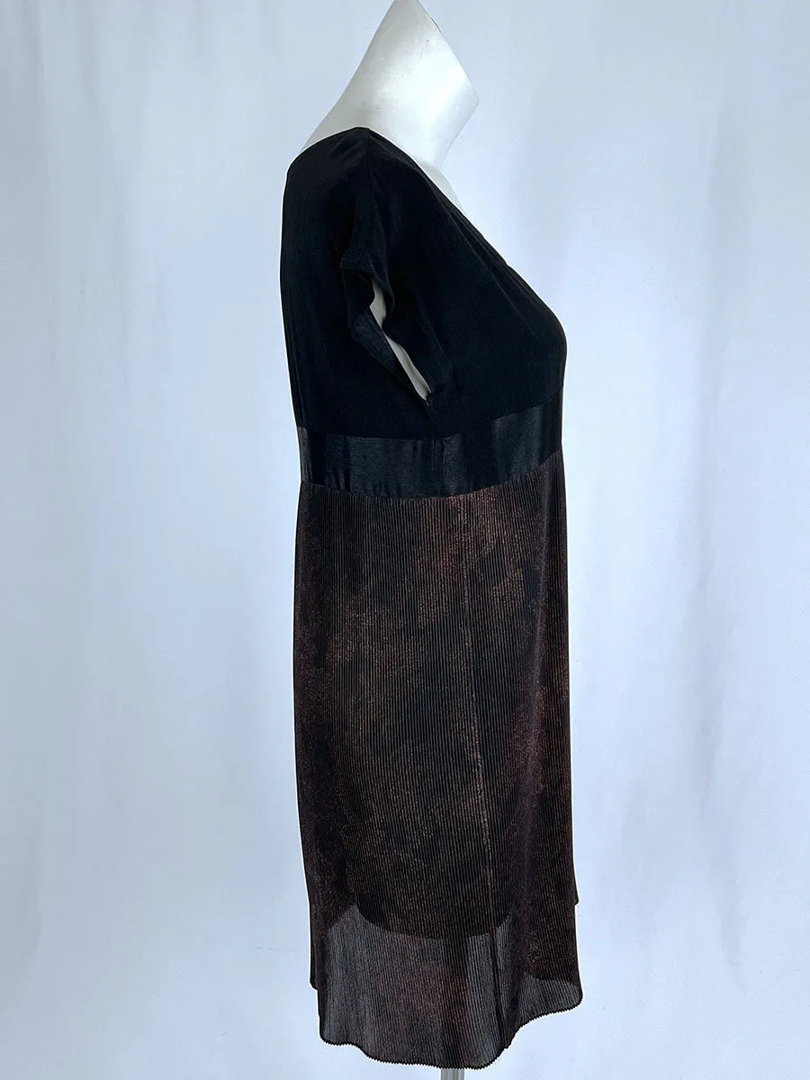 Vintage Yasuko Kurisaka Größe 16 Schwarz & Braun Kleid
