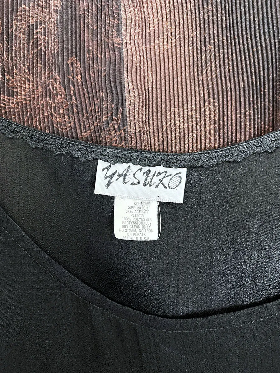 Vintage Yasuko Kurisaka Größe 16 Schwarz & Braun Kleid